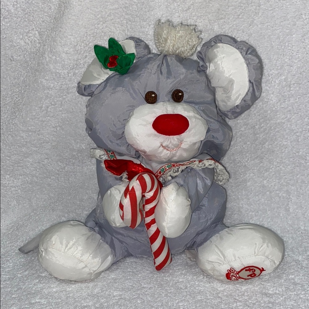 VTG 1980's Fisher Price Xmas Mouse Puffalumps Nylon Candy Cane Limited Edition